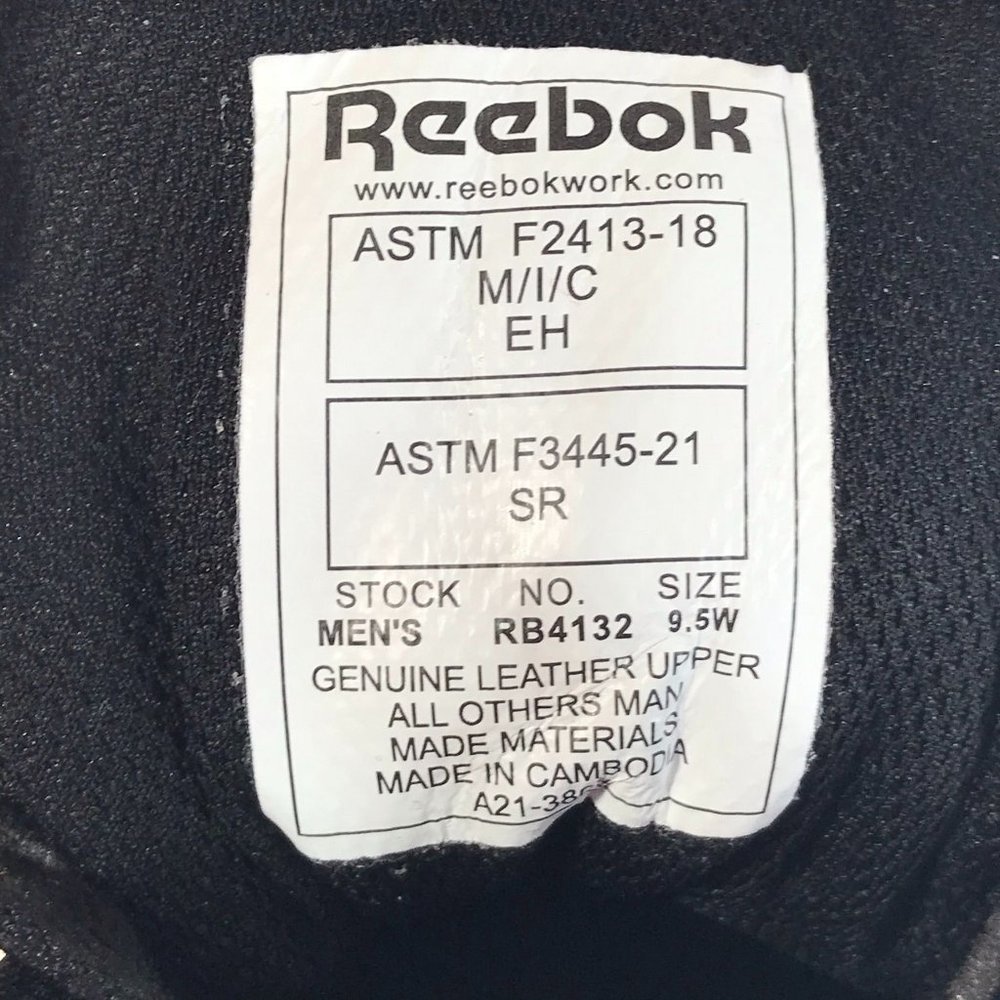 Reebok RB4132 Men's High Top Work Sneaker Size 9.5W Black/Red - Picture 5 of 9